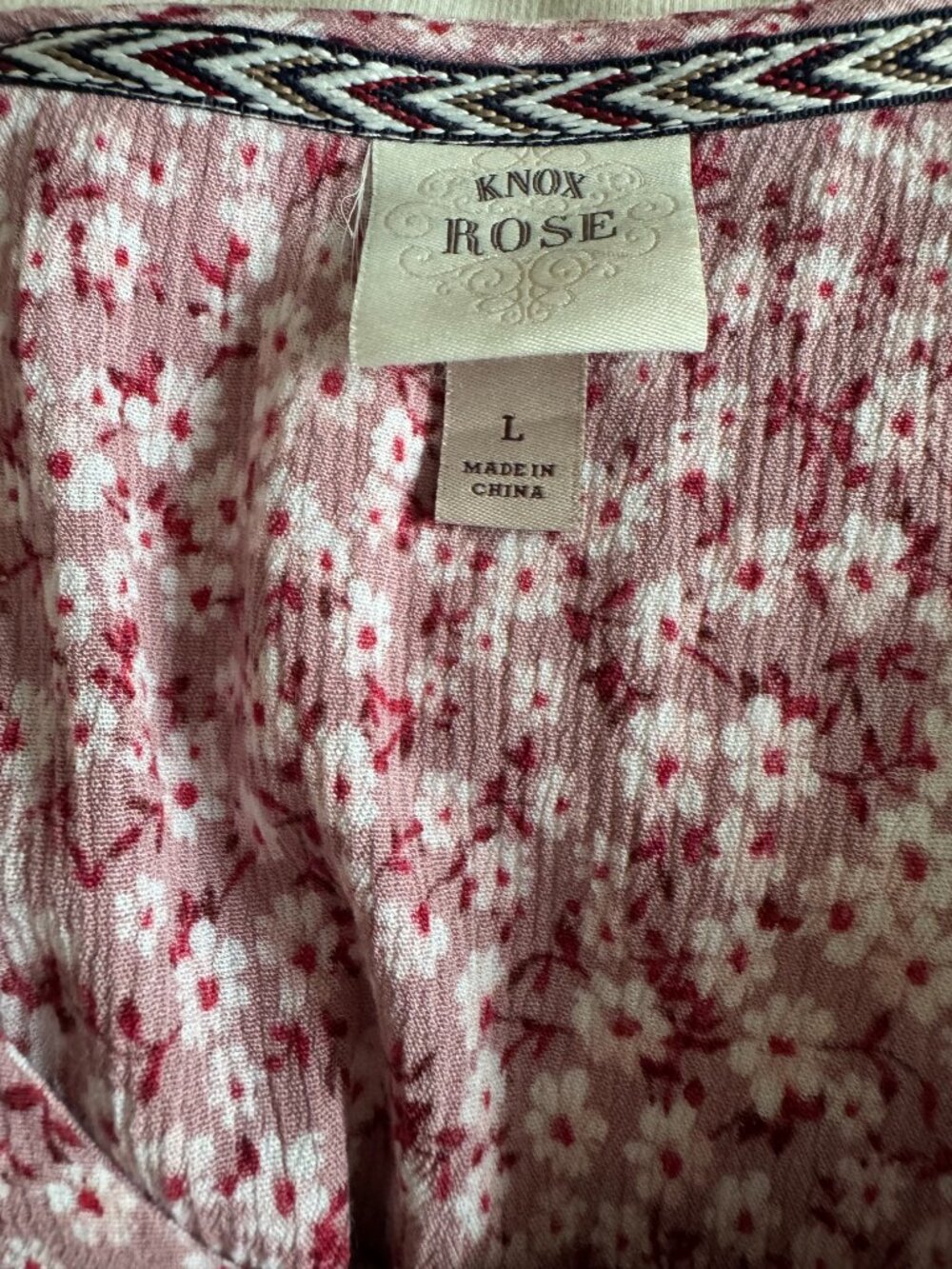 Knox Rose summer dress - pink w/ white floral design - Sz L - Picture 4 of 4